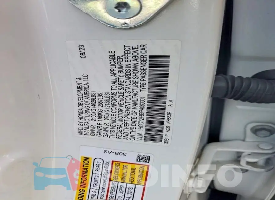 1HGCY2F89PA060301 Photo# 12