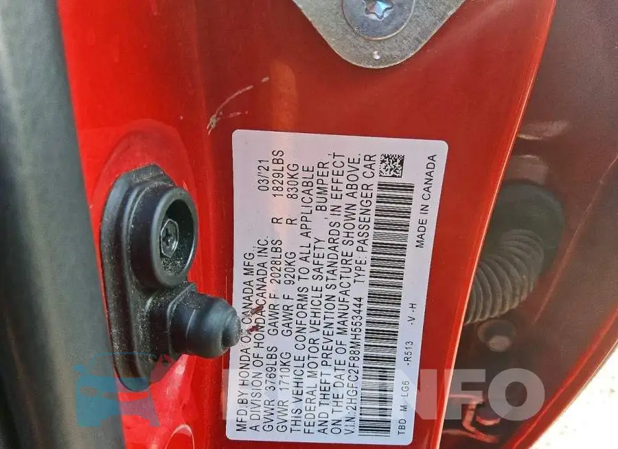 2HGFC2F88MH553444 Photo# 12