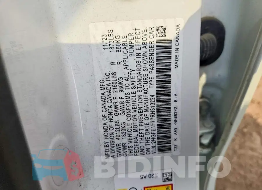 2HGFE1F77RH313224 Photo# 12