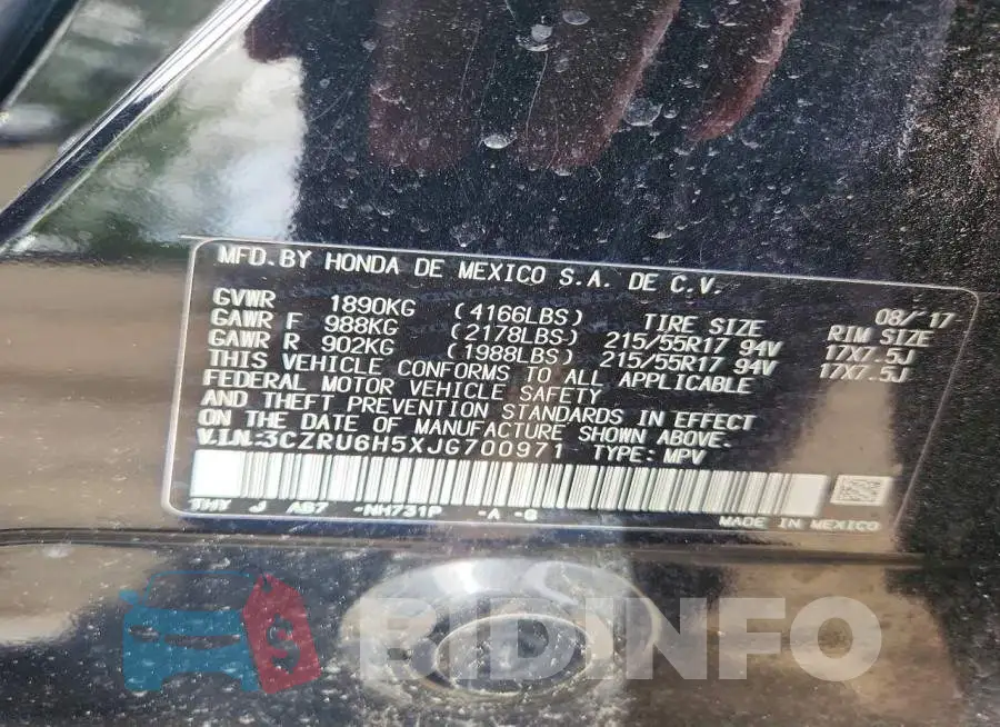 3CZRU6H5XJG700971 Photo# 13