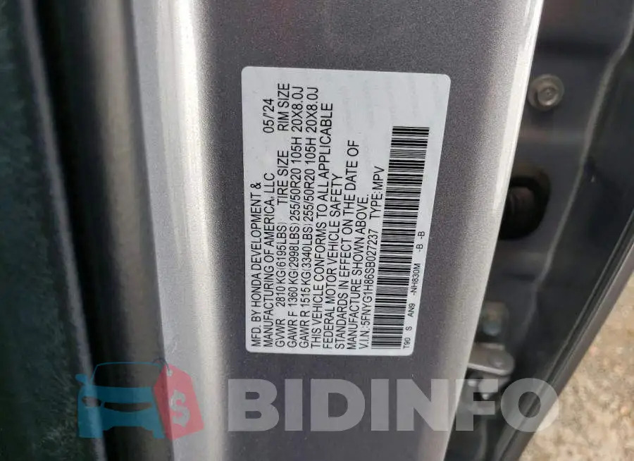 5FNYG1H86SB027237 Photo# 13