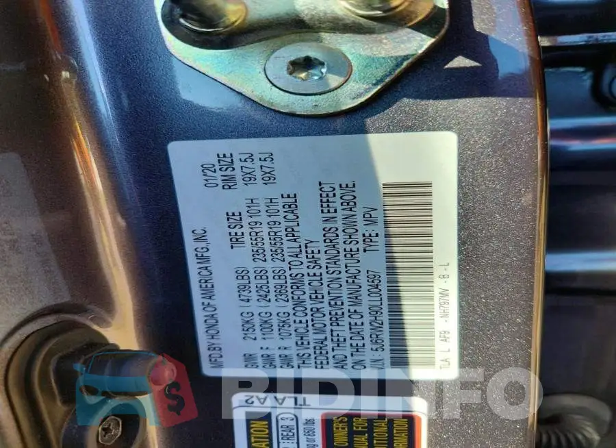 5J6RW2H90LL004597 Photo# 13