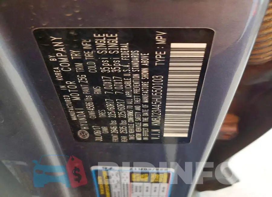 KM8J23A45HU550103 Photo# 13