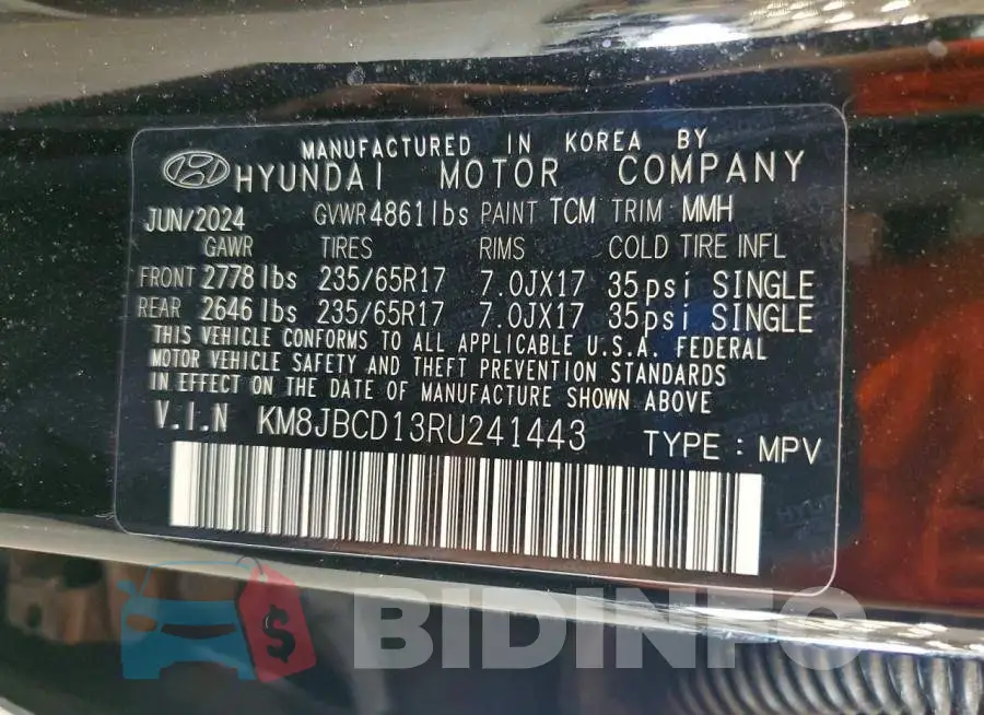 KM8JBCD13RU241443 Photo# 14