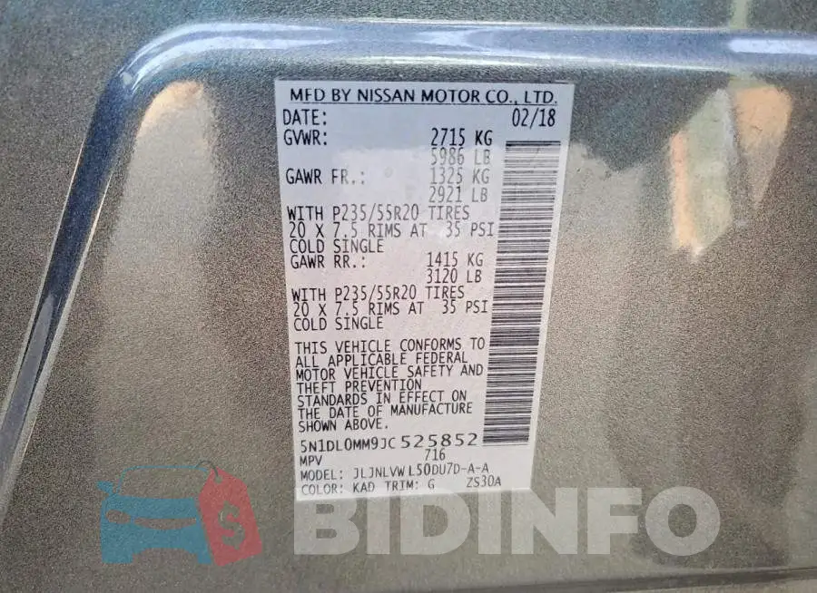 5N1DL0MM9JC525852 Photo# 13