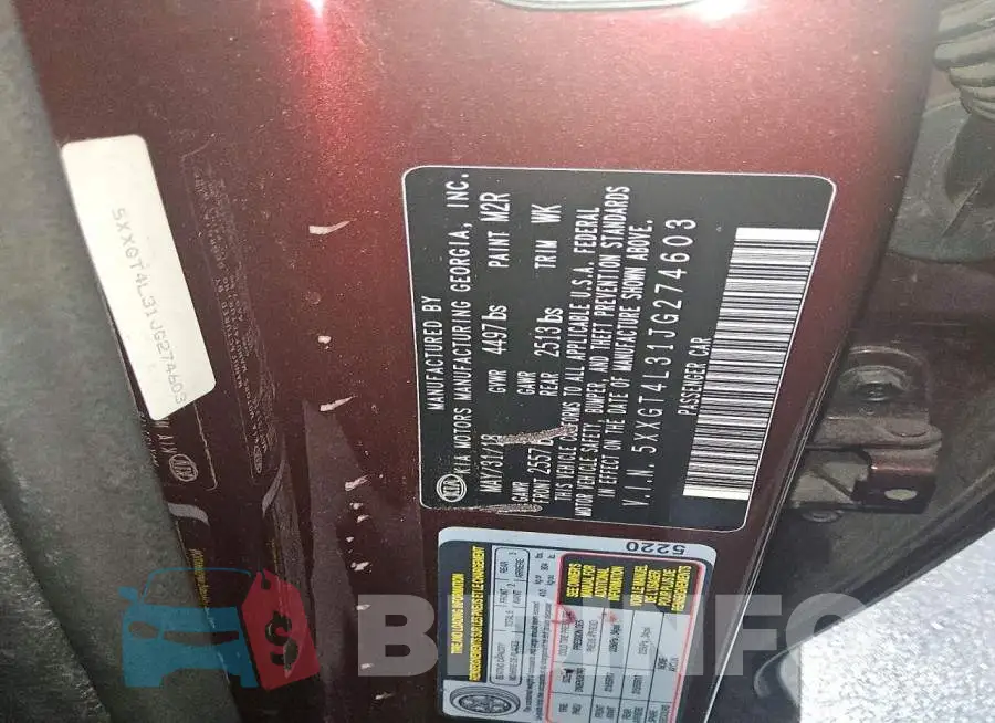 5XXGT4L31JG274603 Photo# 12