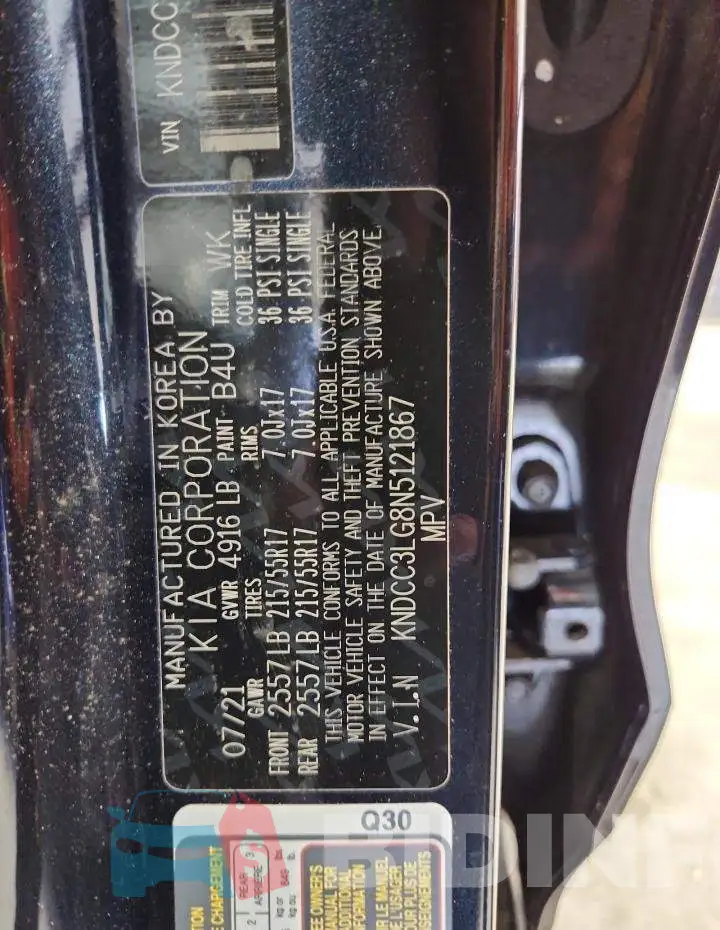KNDCC3LG8N5121867 Photo# 13