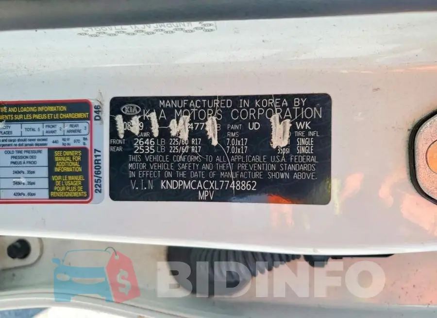 KNDPMCACXL7748862 Photo# 12