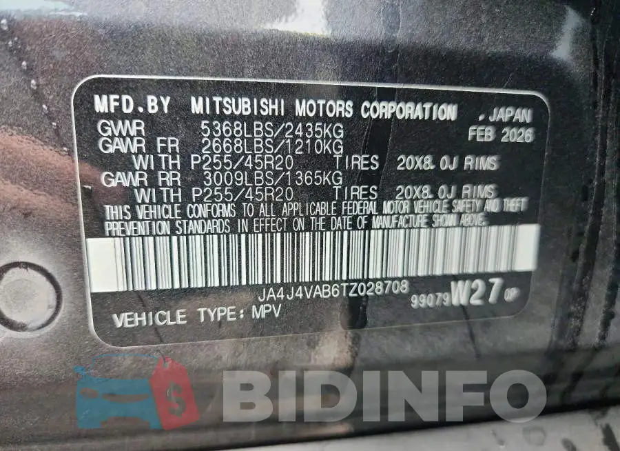 JA4J4VAB6TZ028708 Photo# 12