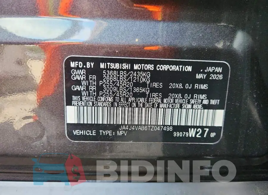 JA4J4VAB6TZ047498 Photo# 13