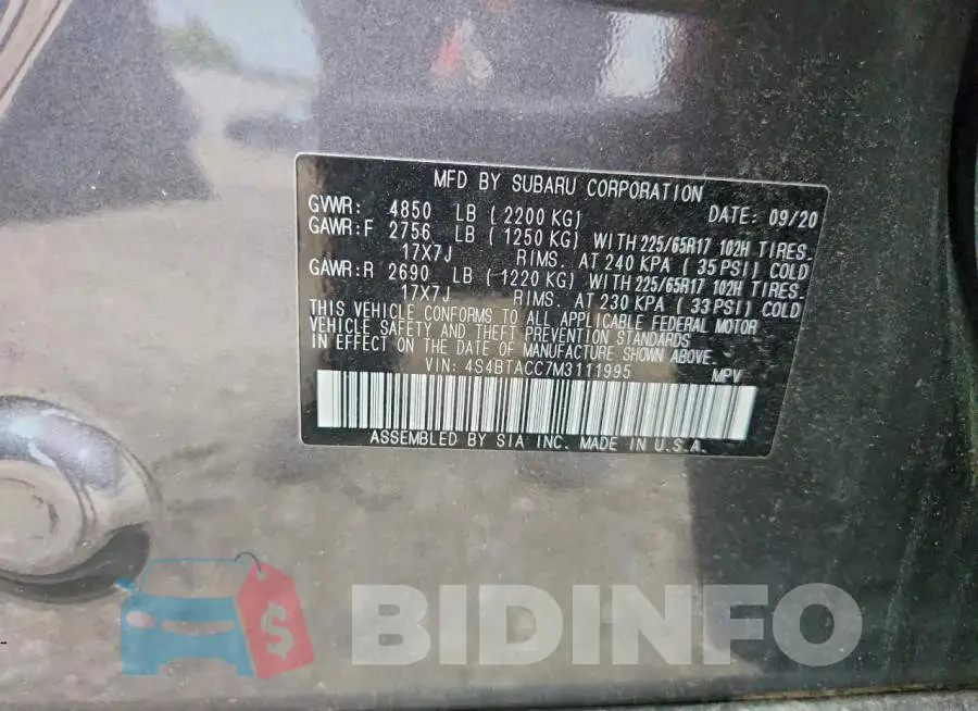 4S4BTACC7M3111995 Photo# 14