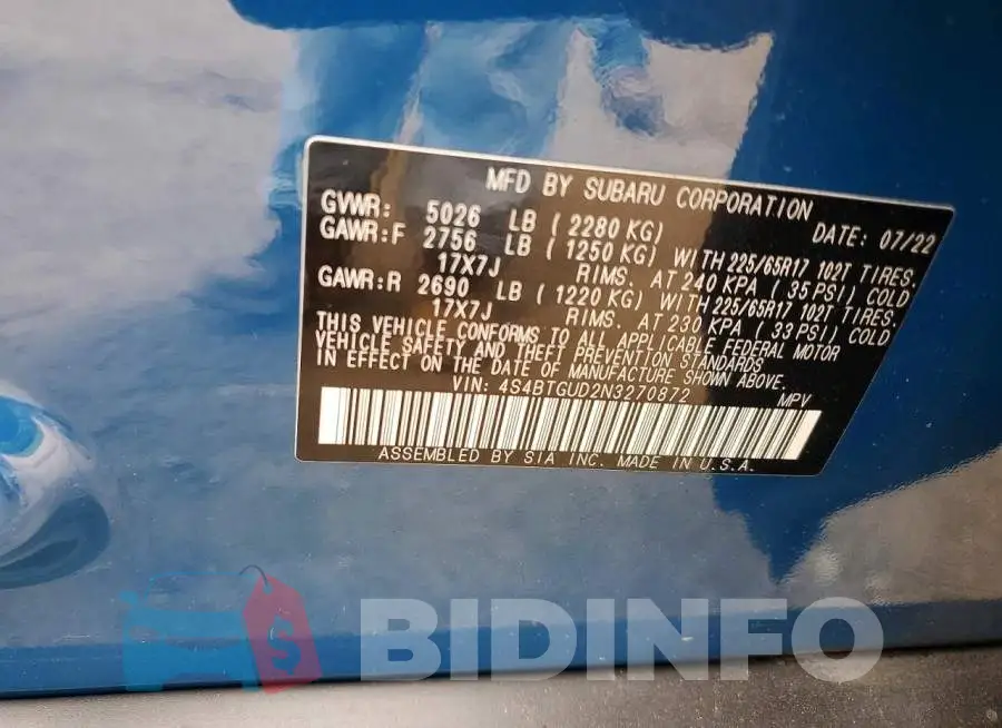 4S4BTGUD2N3270872 Photo# 13