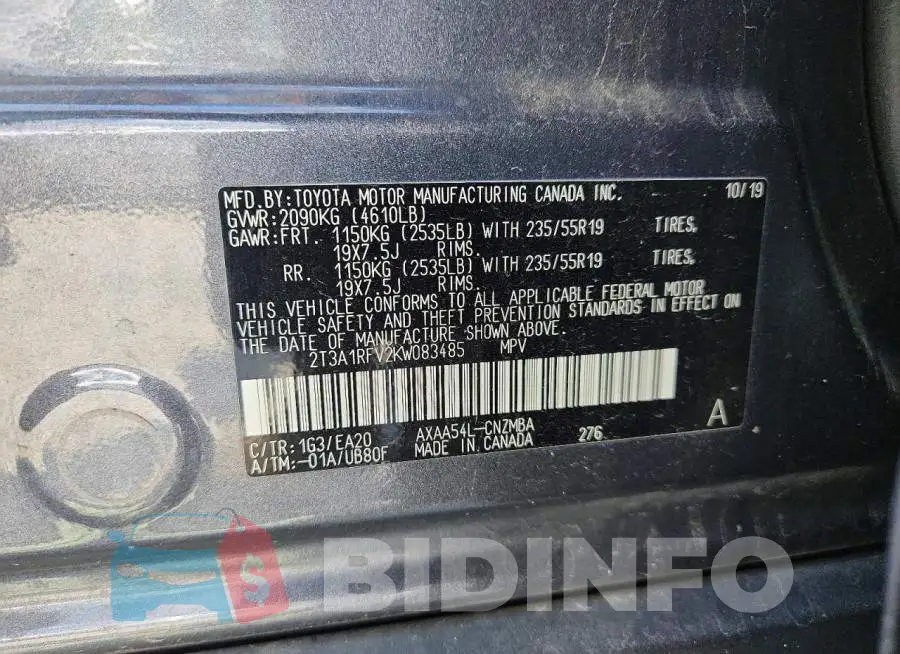2T3A1RFV2KW083485 Photo# 13