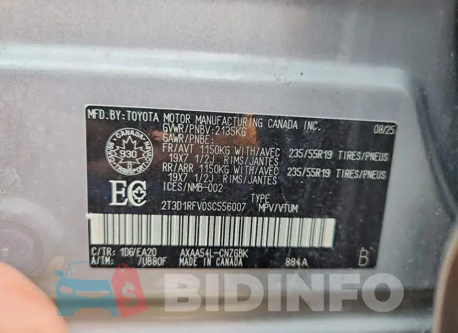 2T3D1RFV0SC556007 Photo# 14
