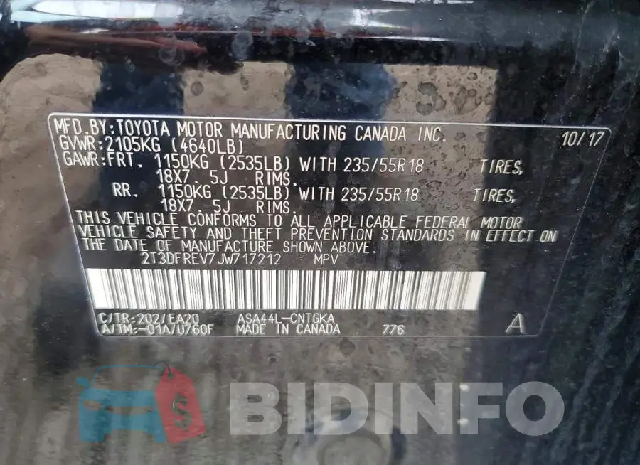 2T3DFREV7JW717212 Photo# 13