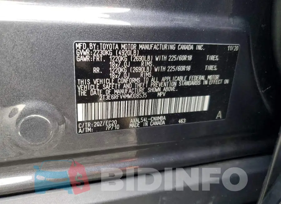 2T3E6RFV4MW008535 Photo# 13