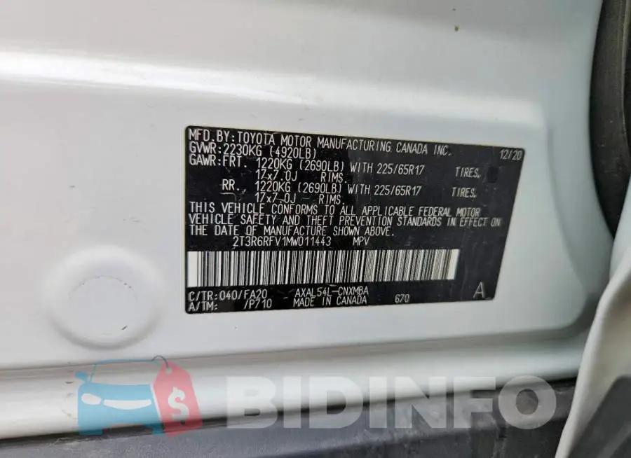 2T3R6RFV1MW011443 Photo# 13