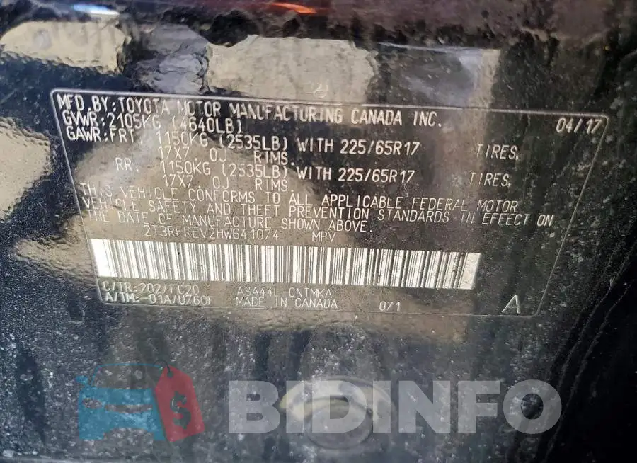 2T3RFREV2HW641074 Photo# 13
