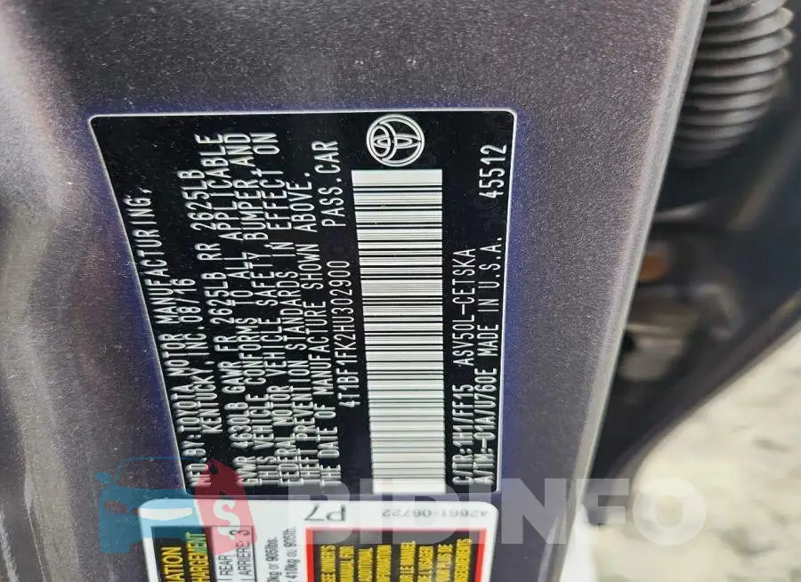 4T1BF1FK2HU302900 Photo# 12