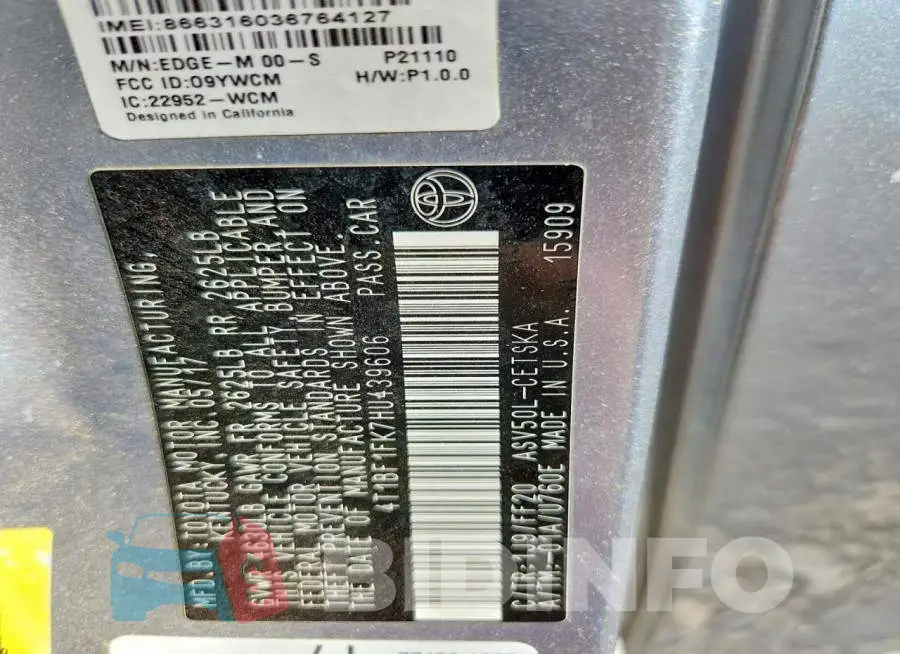4T1BF1FK7HU439606 Photo# 12