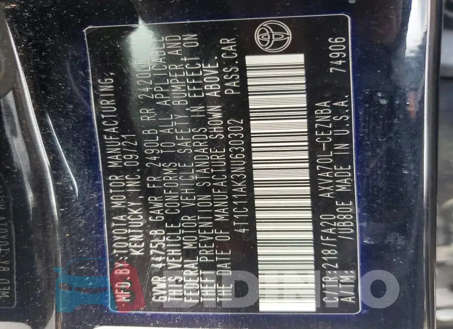 4T1C11AK3NU630302 Photo# 12