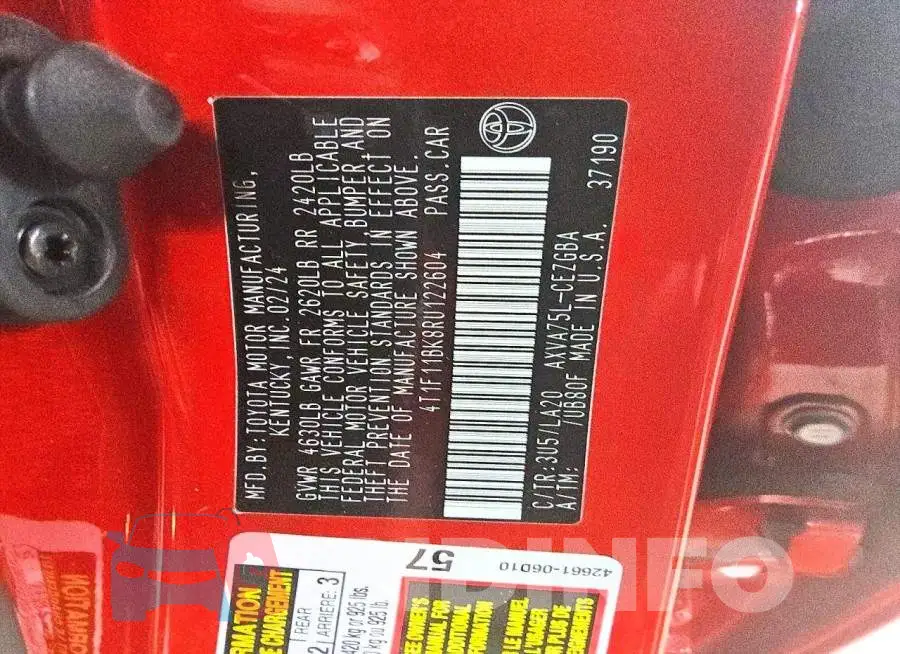4T1F11BK8RU122604 Photo# 12