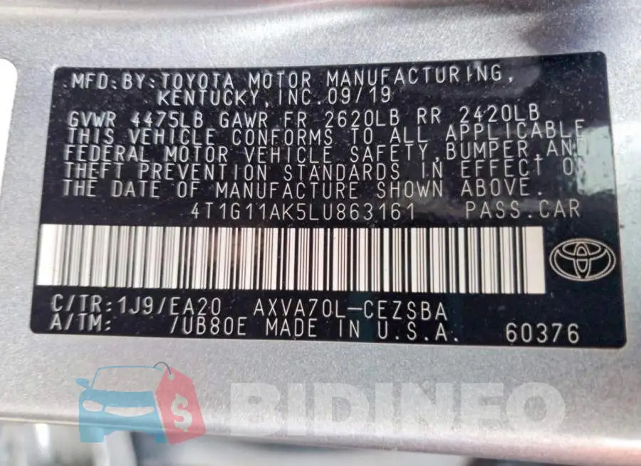 4T1G11AK5LU863161 Photo# 12