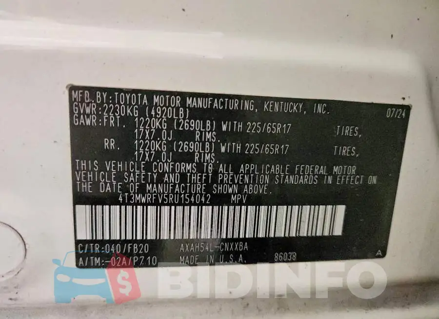 4T3MWRFV5RU154042 Photo# 13