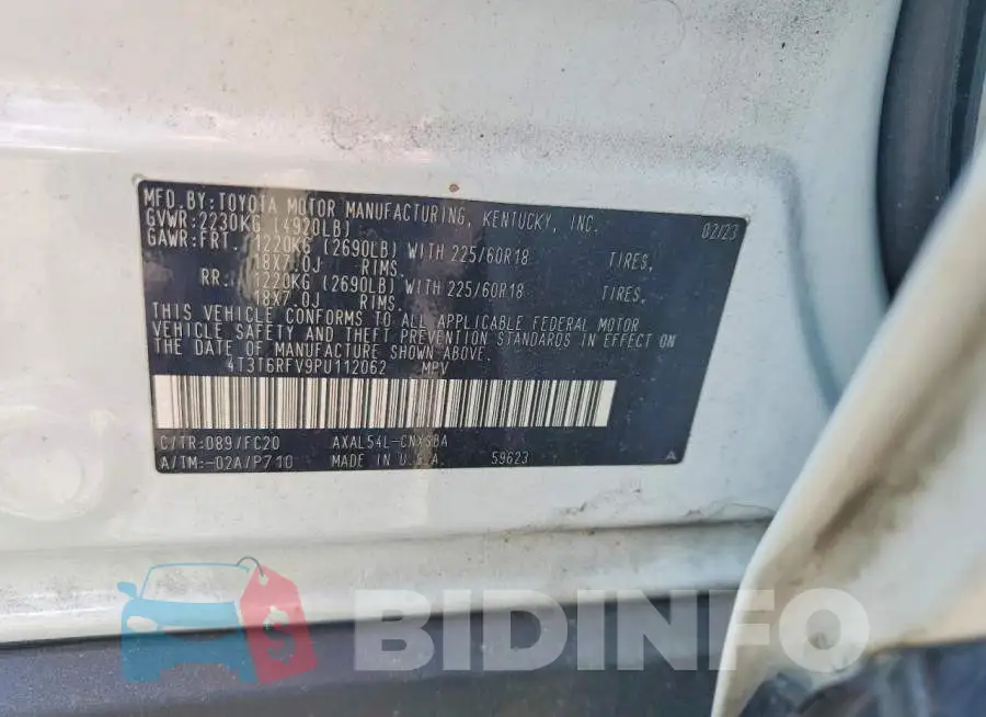 4T3T6RFV9PU112062 Photo# 13