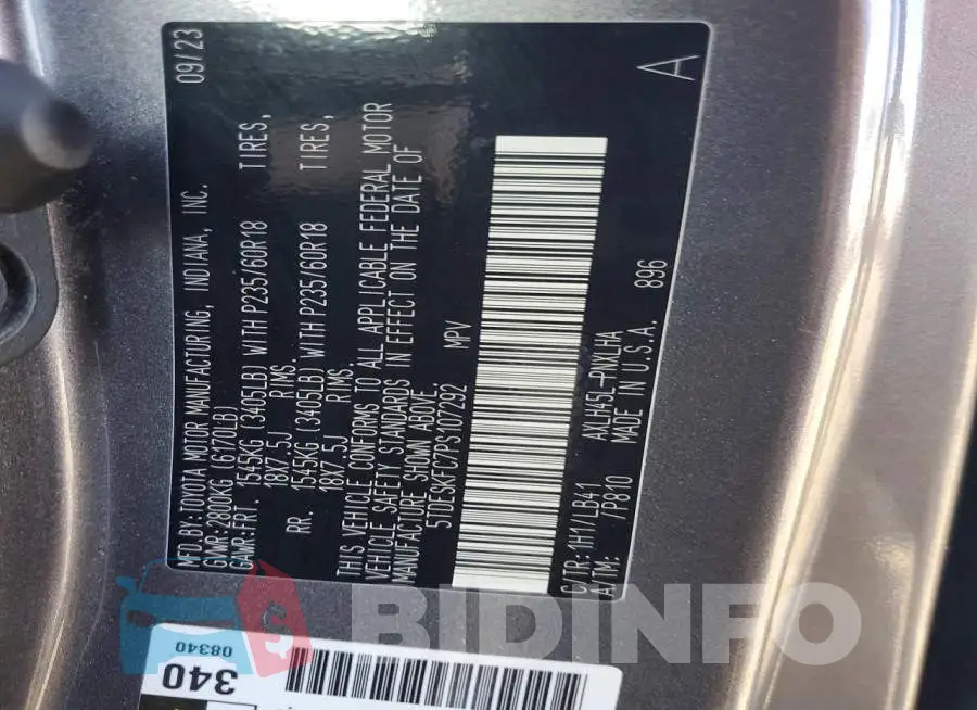 5TDESKFC7PS107292 Photo# 13