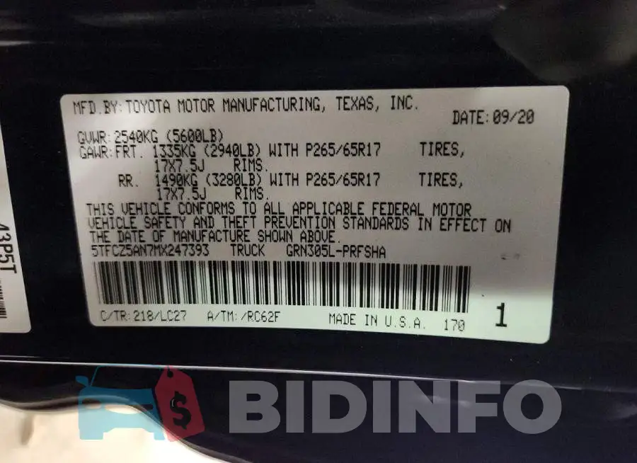 5TFCZ5AN7MX247393 Photo# 12