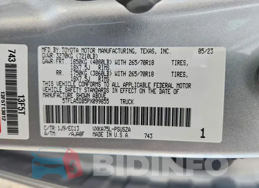 5TFLA5DB5PX099855 Photo# 12
