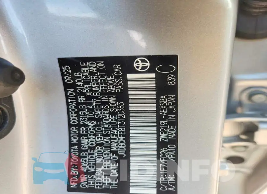 JTDBCMFE8T3120383 Photo# 12