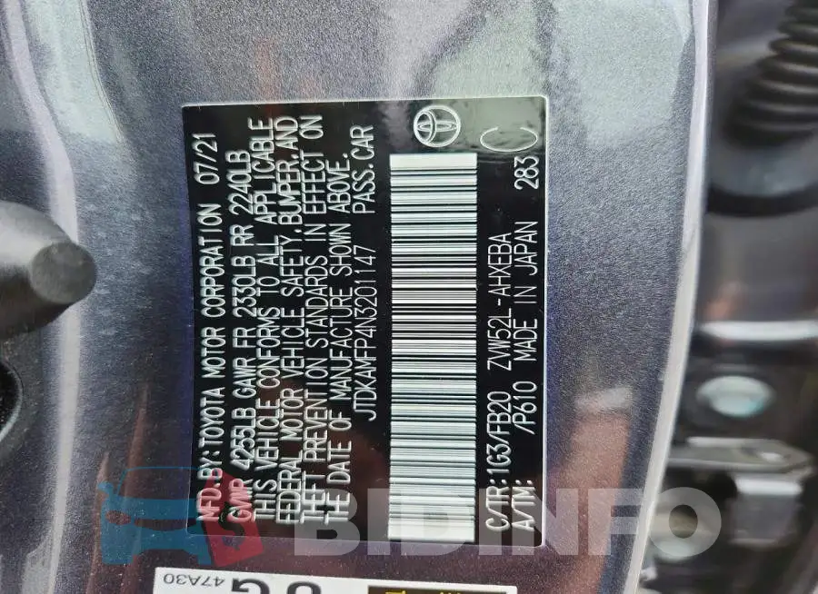 JTDKAMFP4N3201147 Photo# 12