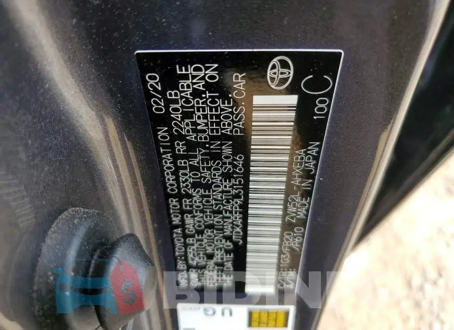 JTDKARFP9L3151646 Photo# 13