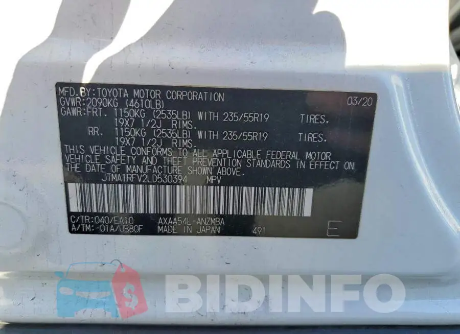 JTMA1RFV2LD530394 Photo# 12