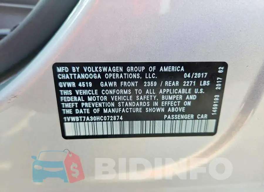 1VWBT7A30HC072874 Photo# 13