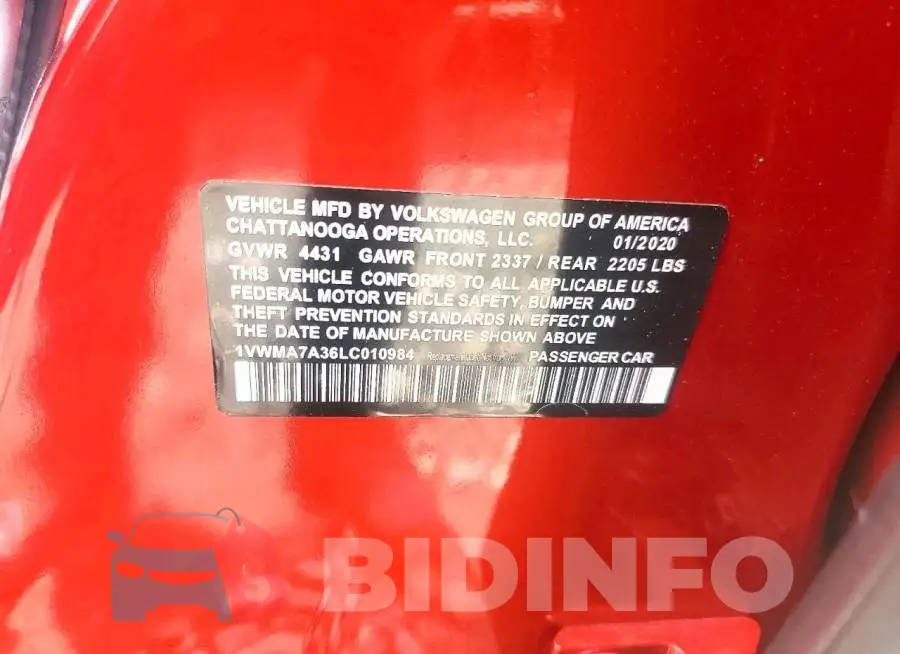 1VWMA7A36LC010984 Photo# 12