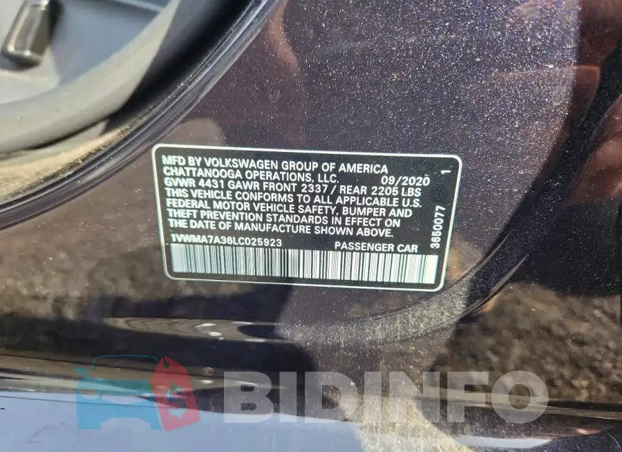 1VWMA7A36LC025923 Photo# 12