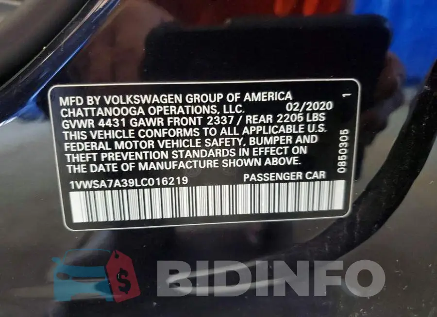 1VWSA7A39LC016219 Photo# 12