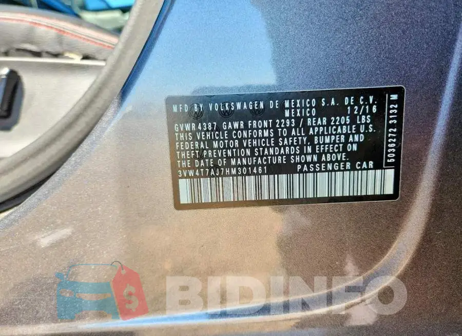 3VW4T7AJ7HM301461 Photo# 12