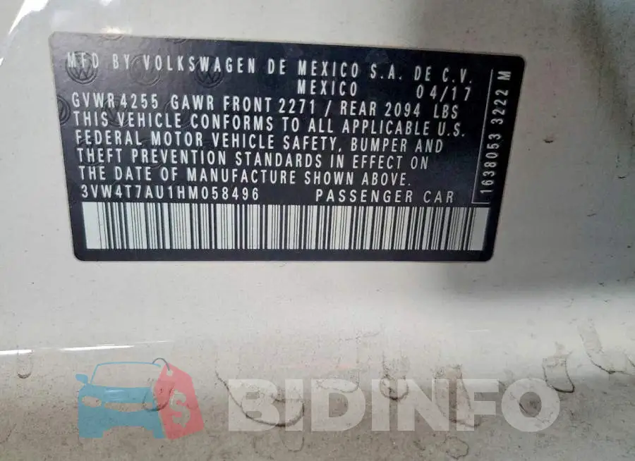3VW4T7AU1HM058496 Photo# 12