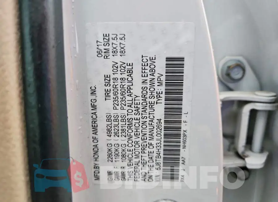 5J8TB4H33JL002694 Photo# 13