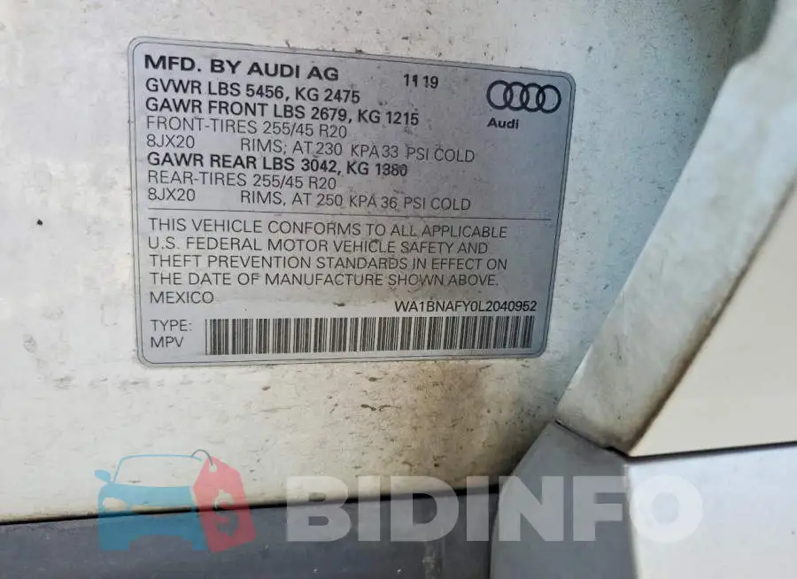 WA1BNAFY0L2040952 Photo# 13