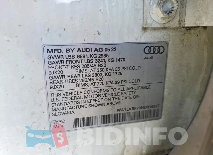 WA1LXBF79ND016927 Photo# 13