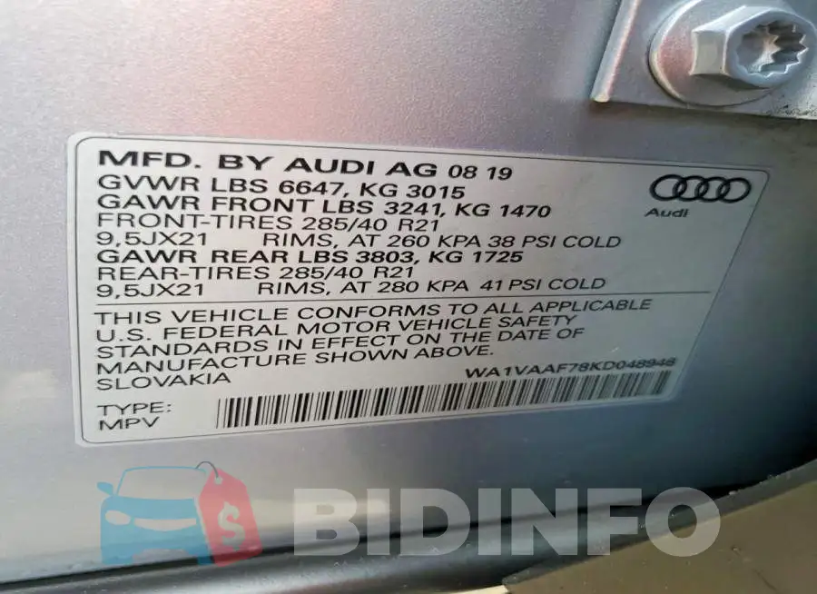WA1VAAF78KD048946 Photo# 13