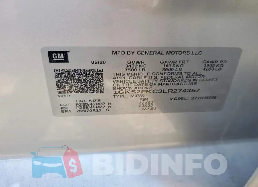 1GKS2FKC3LR274357 Photo# 13