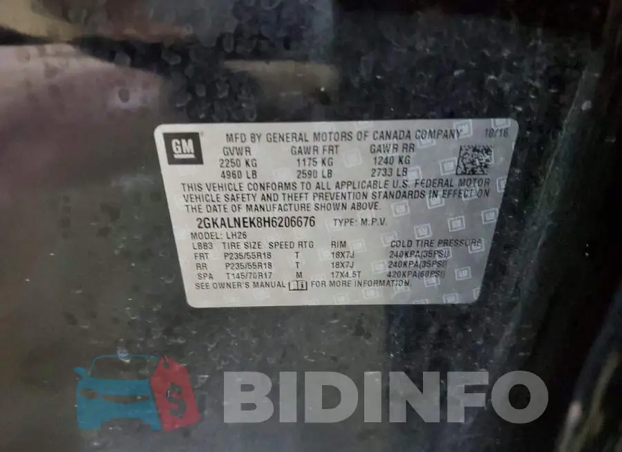 2GKALNEK8H6206676 Photo# 14
