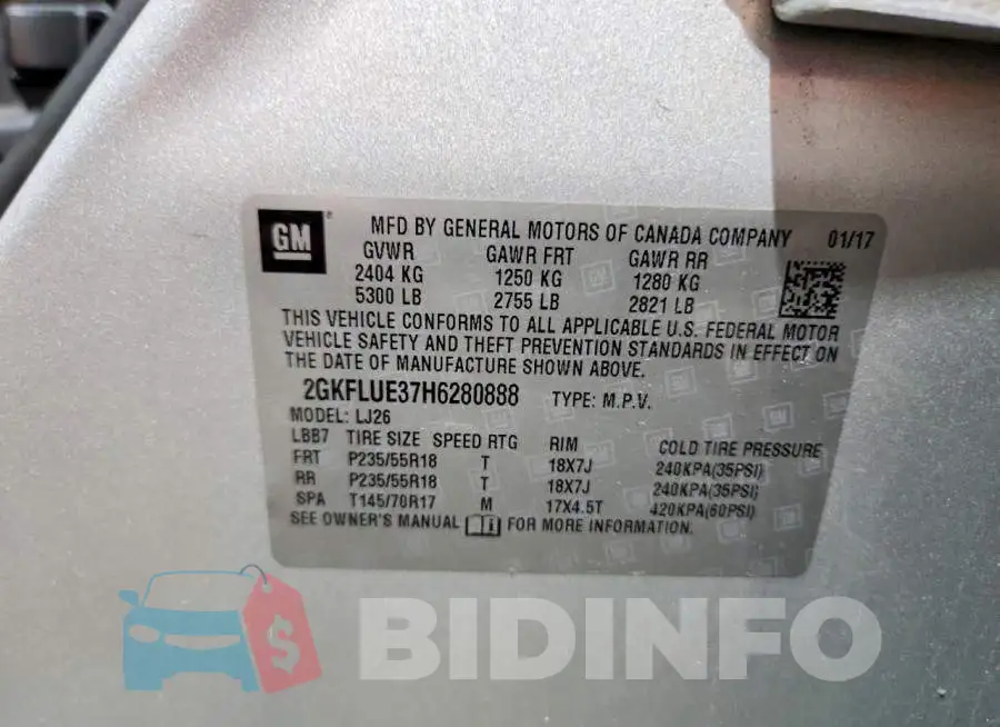 2GKFLUE37H6280888 Photo# 13