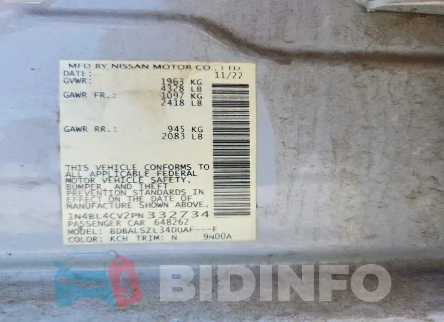 1N4BL4CV2PN332734 Photo# 13
